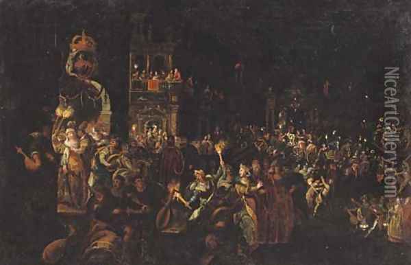 A carnival at night Oil Painting - Joseph, The Younger Heintz