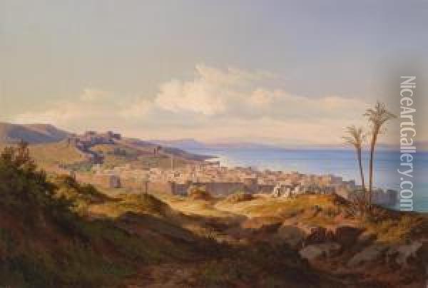 Cityand Lake Of Tiberia Oil Painting - Edmund Worndle von Adelsfried