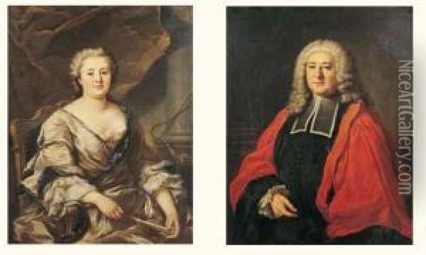 Portraits De Monsieur Et De Madame Moreau De Besigny Oil Painting - Donatien Nonnotte
