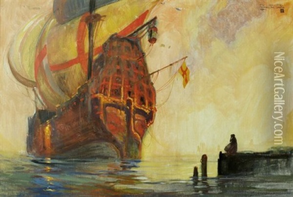The Leper Ship Oil Painting - William Mitcheson Timlin