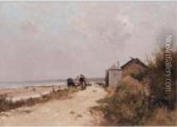 A Day On The Beach Oil Painting - Paul Lecomte