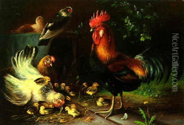 Barnyard Animals Oil Painting - Julius Scheuerer