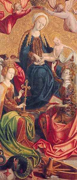 The Virgin and Child with Saints Margaret and Catherine 1500 Oil Painting - Follower of Michael Pacher