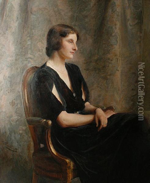 Portrait Of Lady Winifred Tryon, Seated Oil Painting - William Carter
