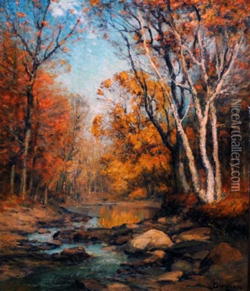 Autumn Landscape With Stream Oil Painting - Franklin B. De Haven