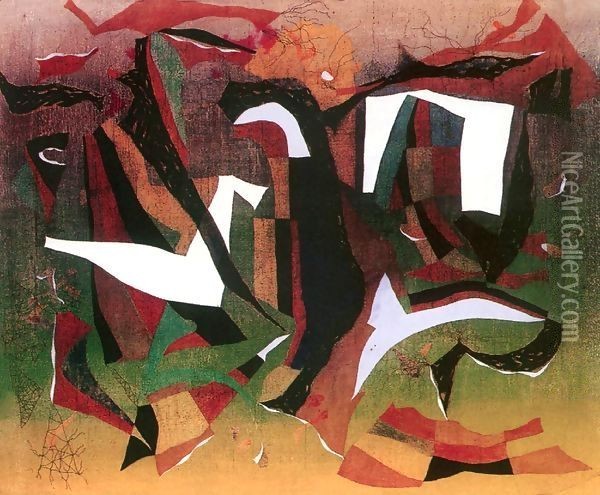 Composition 1947 Oil Painting - Farkas Molnar