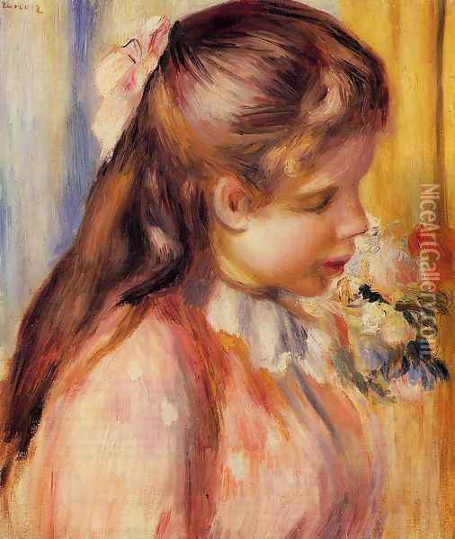 Bust Of A Young Girl Oil Painting - Pierre Auguste Renoir