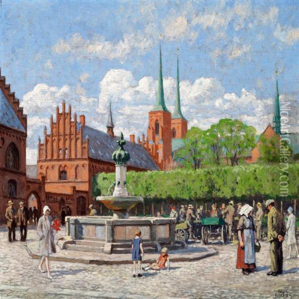 Summer Day In Roskilde Oil Painting - Paul-Gustave Fischer