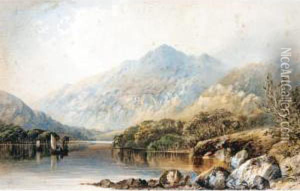 Lake Katrine Oil Painting - Cornelius Pearson