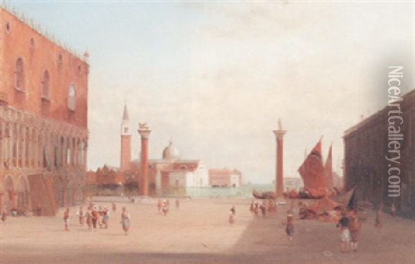 St.mark's Square, Venice Oil Painting - Alfred Pollentine