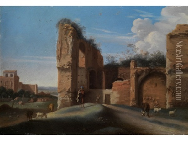 Romische Ruinenlandschaft Oil Painting - Willem van Nieulandt the Younger