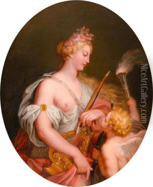 Cupid And Venus. Oil Painting - Johann Heinrich The Elder Tischbein