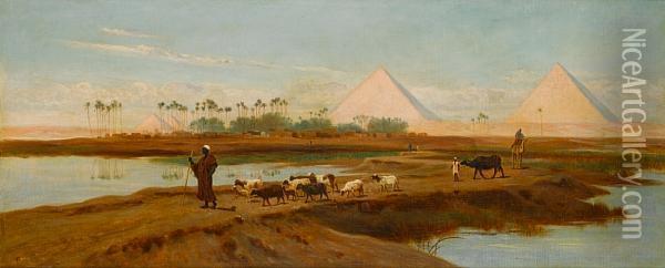 Goat Herder At Giza Oil Painting - Frederick Goodall