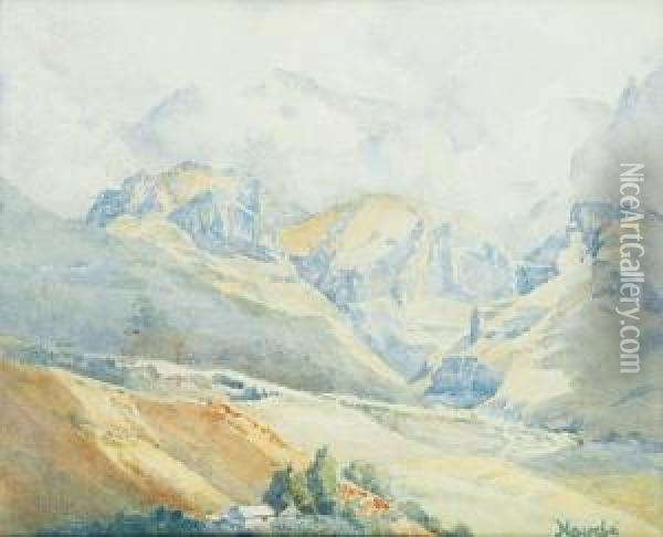 The Worcester Mountains Oil Painting - Hugo Pieter Naude