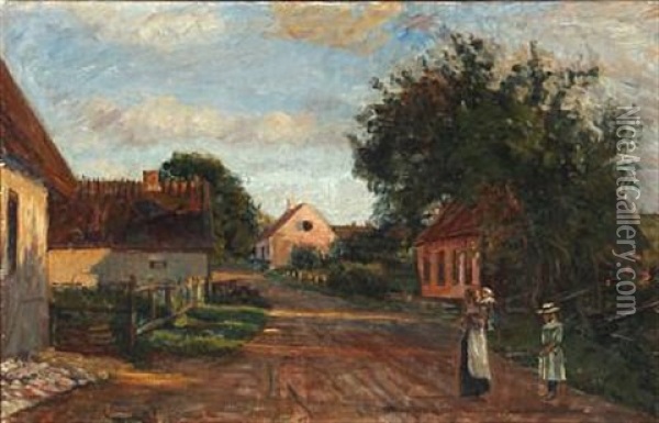 En Landsbygade Oil Painting - Albert Gottschalk
