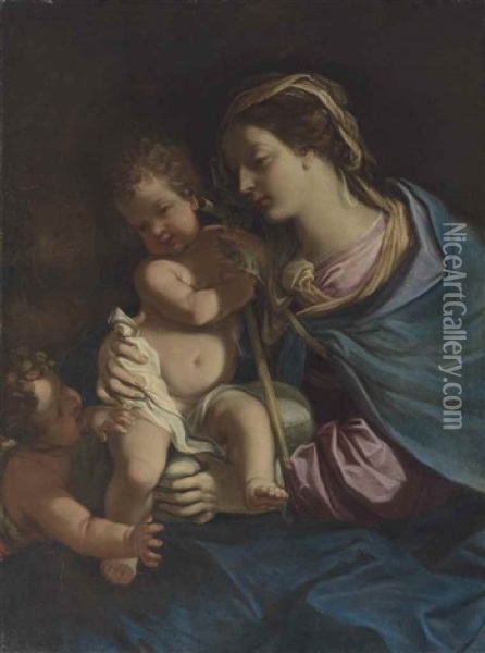 The Madonna And Child With The Infant Saint John The Baptist Oil Painting - Domenico Maria Canuti