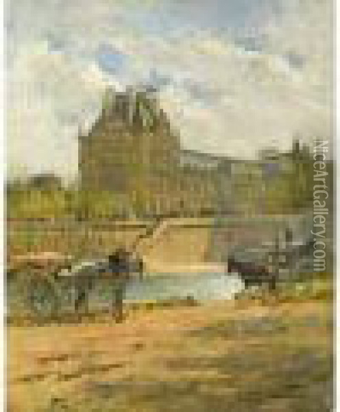 Blick Auf Den Louvre Oil Painting - Albert Lebourg