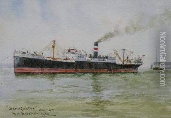 'a Study Of The Cargo Ship 'benefactor'' Oil Painting - William Minshall Birchall