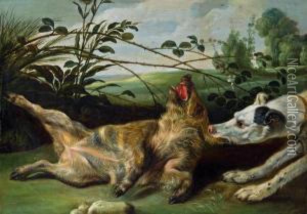 Jagdhund Und Frischling Oil Painting - Jan Wildens