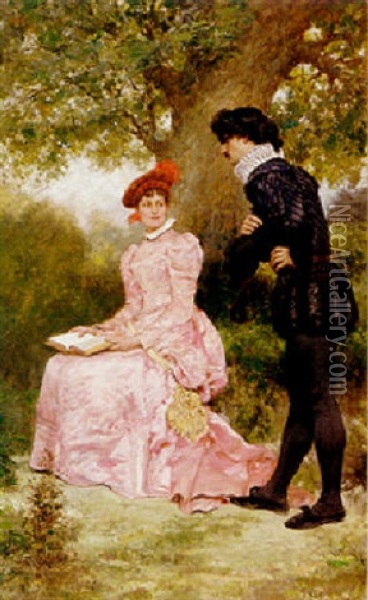The Courtship Oil Painting - Jules Arsene Garnier