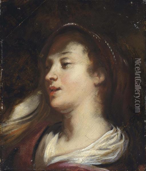 Head Study Of A Lady Oil Painting - Jacob Jordaens