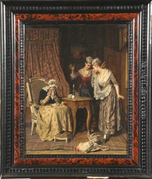 Le Coq Et La Vieille Tante Oil Painting - Evert Jan Boks