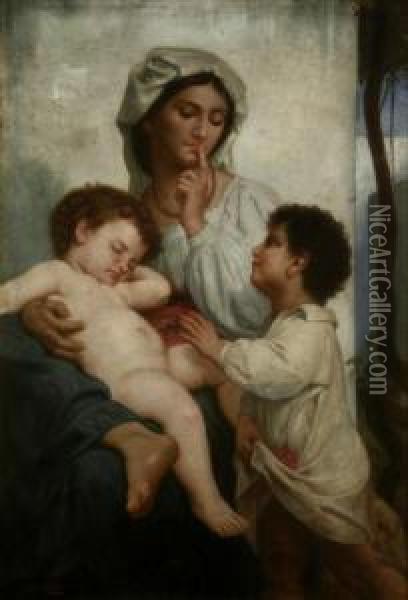 Mother And Infants Oil Painting - Francesco Valaperta