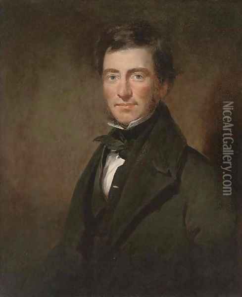 Portrait of James Tait (1795-1858), bust-length, in a black coat Oil Painting - John Syme