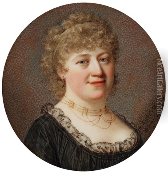 Portratt Av Kvinna I Svart Klanning Oil Painting - Domenico Bossi