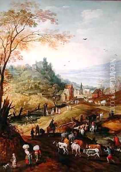 Rocky Landscape with Herders Oil Painting - Jan & Momper, Joos de Brueghel
