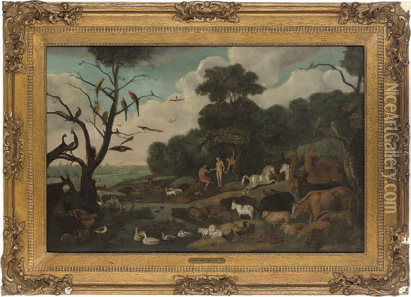 The Garden Of Eden Oil Painting - Gijsbert Gillisz. de Hondecoeter