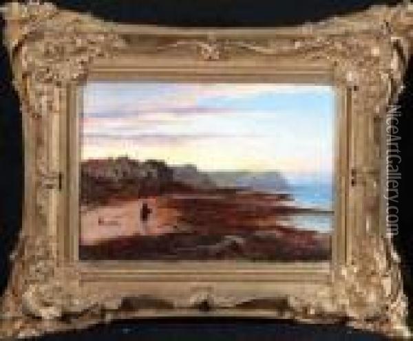 Newbiggin Sands At Sunset Oil Painting - George Blackie Sticks