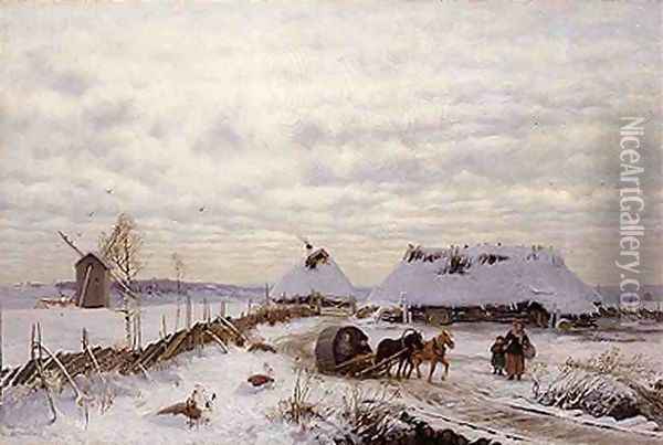 Winter Landscape Oil Painting - Oskar Hoffmann
