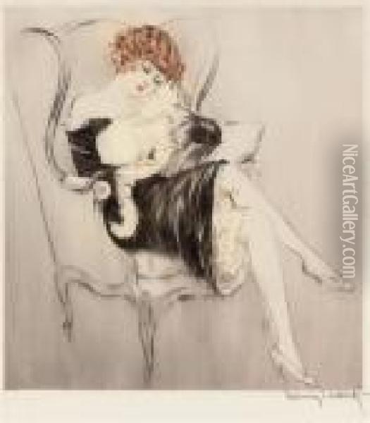 The Sleeping Cat Oil Painting - Louis Icart