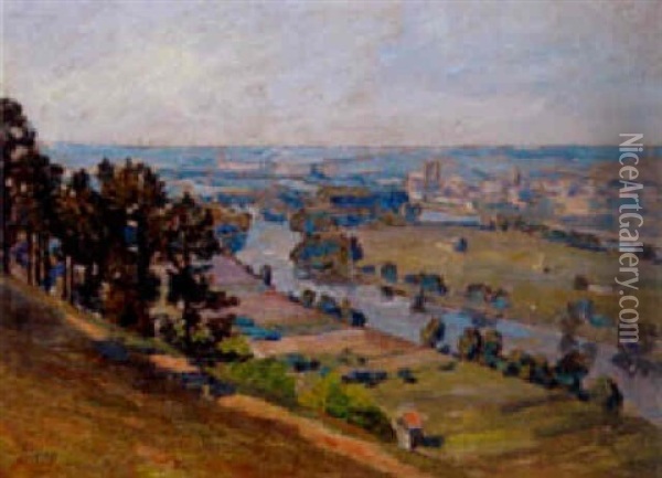 Vue De La Vallee Da La Siene, Mantes Oil Painting - Abel Louis Alphonse Lauvray