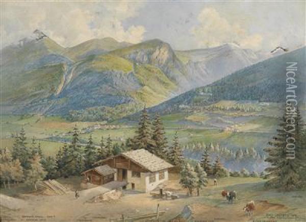 Die Umgebung Von Bad Gastein Oil Painting - Ladislaus Eugen Petrovits