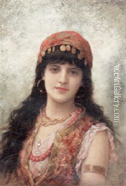 A Turkish Lady Oil Painting - Emile Eisman-Semenowsky