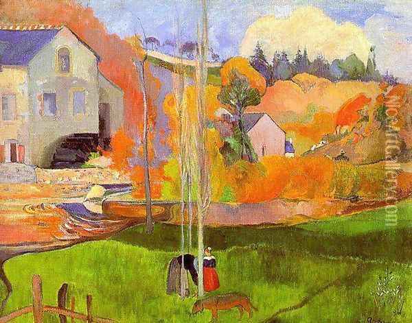 Breton Landscape Oil Painting - Paul Gauguin