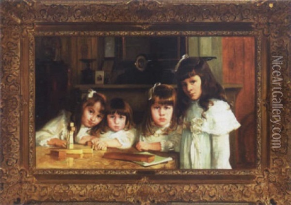 Four Sisters Oil Painting - Henri Van Melle