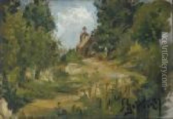 A Cottage In The Woods Oil Painting - Ilya Efimovich Efimovich Repin