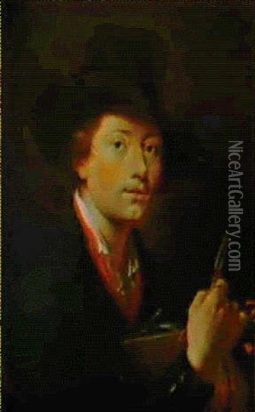 Portraet Af Kobberstikkeren Frederik Ludvig Bradt,1747-1829. Oil Painting - Jens Juel