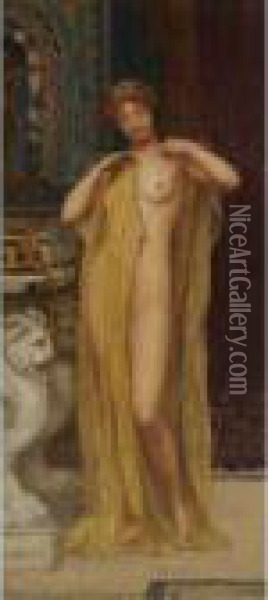 Phyrrha After Her Bath Oil Painting - John William Godward