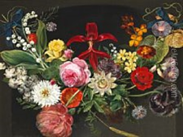 Flower Festoon Oil Painting - Claudius Ditlev Fritzsch