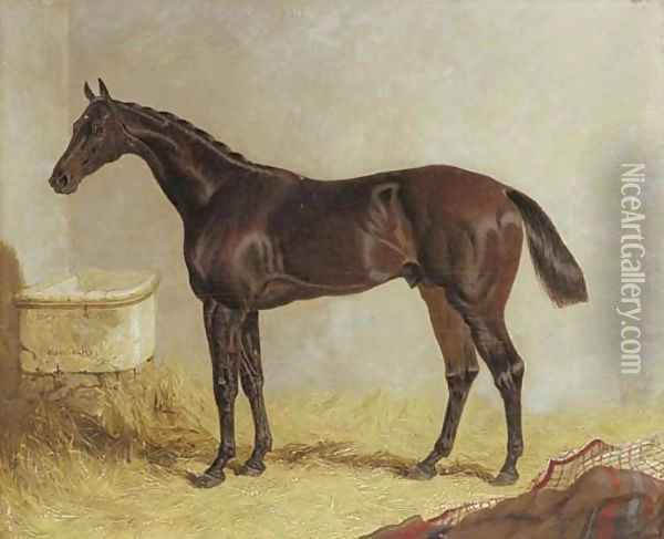 Birmingham, winner of the 1830 St. Leger Stakes, in a stable Oil Painting - John Frederick Herring Snr