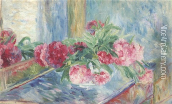 Bouquet De Fleurs Sur Un Entablement Oil Painting - Paule Gobillard