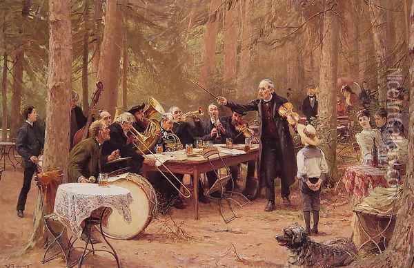 The Orchestra, Biergarten 2 Oil Painting - Wilhelm-Carl-August Zimmer