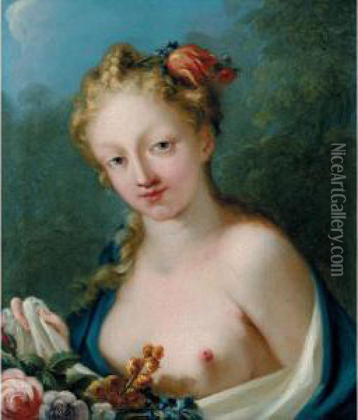 Portrait Of A Lady Oil Painting - Domenico Pellegrini