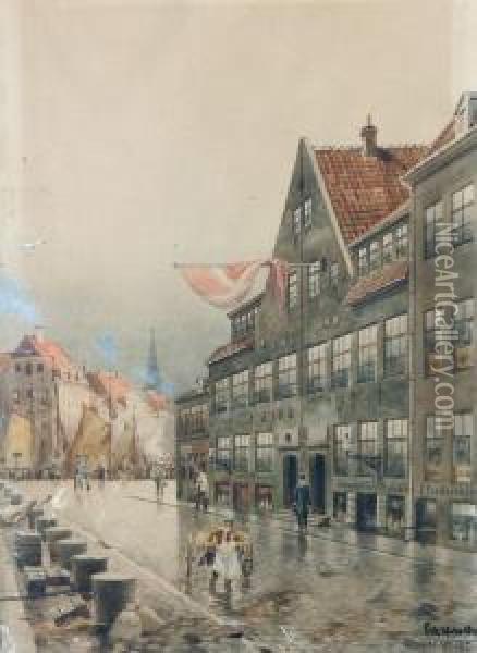 Stadsscen Fran Slotsholmen, Kopenhamn Oil Painting - Fritz Staehr-Olsen