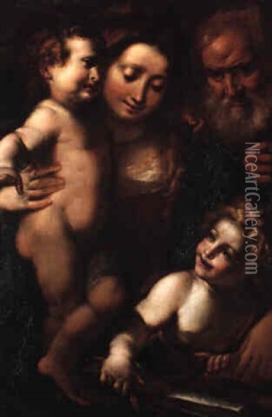 The Holy Family With The Infant Saint John Oil Painting - Giulio Cesare Procaccini