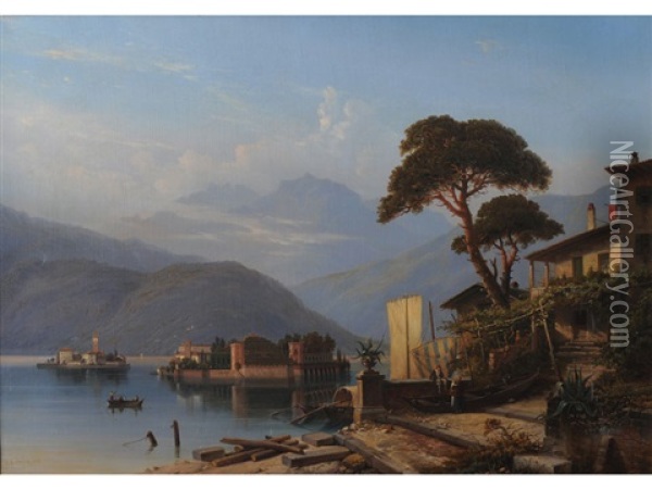 Lago Maggiore Oil Painting - Hermann Ludwig Seefisch